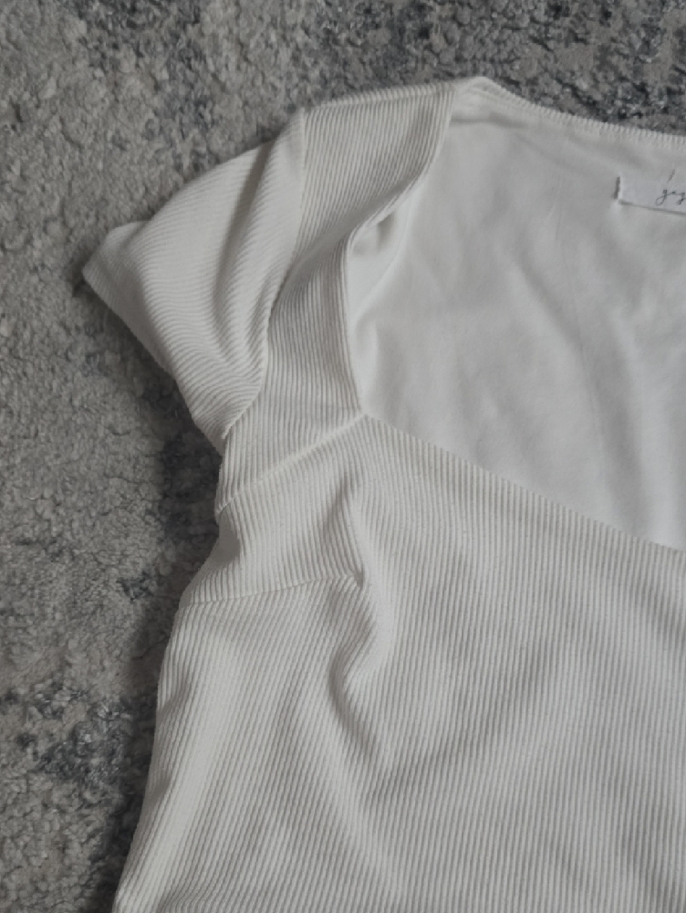 White Ribbed Square-Neck Crop Top - Picture 4 of 6